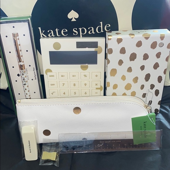 kate spade Other - Kate Spade ♠️ 7pc Gold Polka Dot Office Set